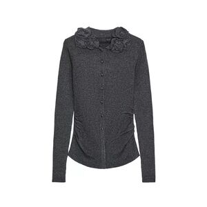 FLORAL WOOL BLEND CARDIGAN ANTHRACITE GREY